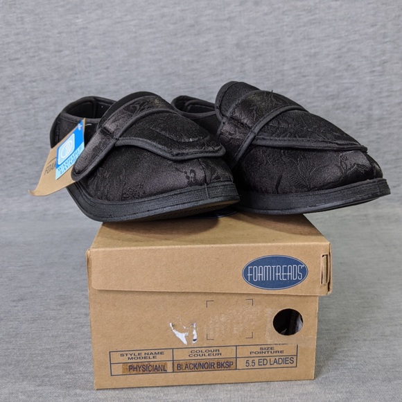 Foamtreads Physician L2 Black Satin Slippers - Picture 13 of 14